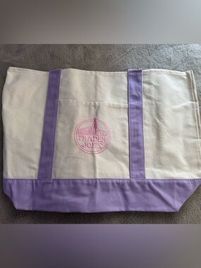Trader Joe's Canvas Tote with Lavender Trim